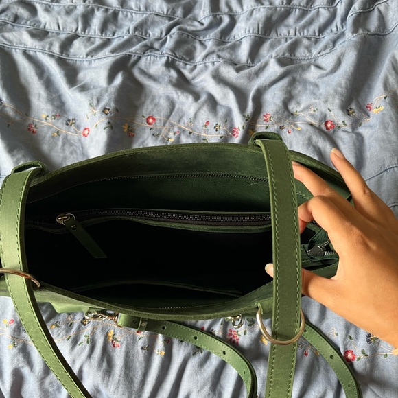 Green Leather Convertible backpack - Picture 3 of 3